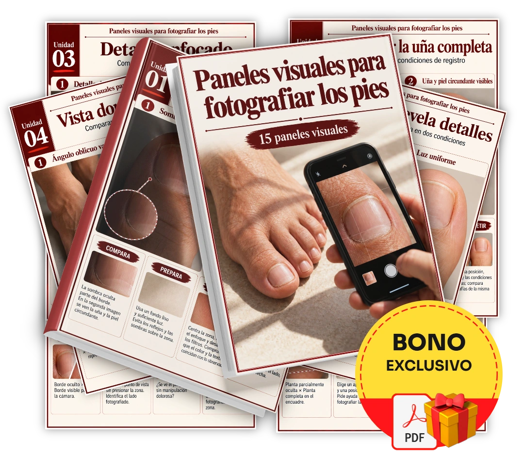 Paneles visuales para fotografiar los pies